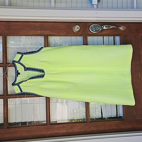 J. Crew Neon yellow Geometric Pattern Shift Dress - Picture 4 of 7